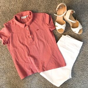 Red🔴+White⚪️ Small Stripes Lacoste Polo
